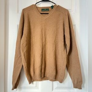 Embassy Row Cashmere Tan V Neck Sweater Size Medium
